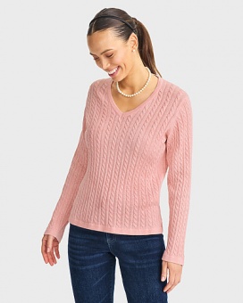 Newhouse Vanessa Cable Sweater Light Rose